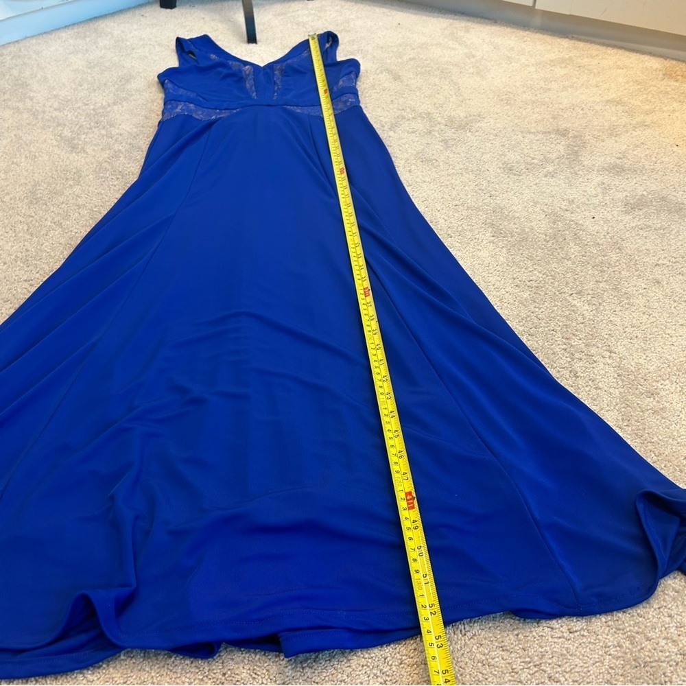 BCBGMAXAZRIA Sophee Cobalt Royal Blue Lace sleeveless Gown Maxi Dress 10 V Neck - Picture 11 of 14